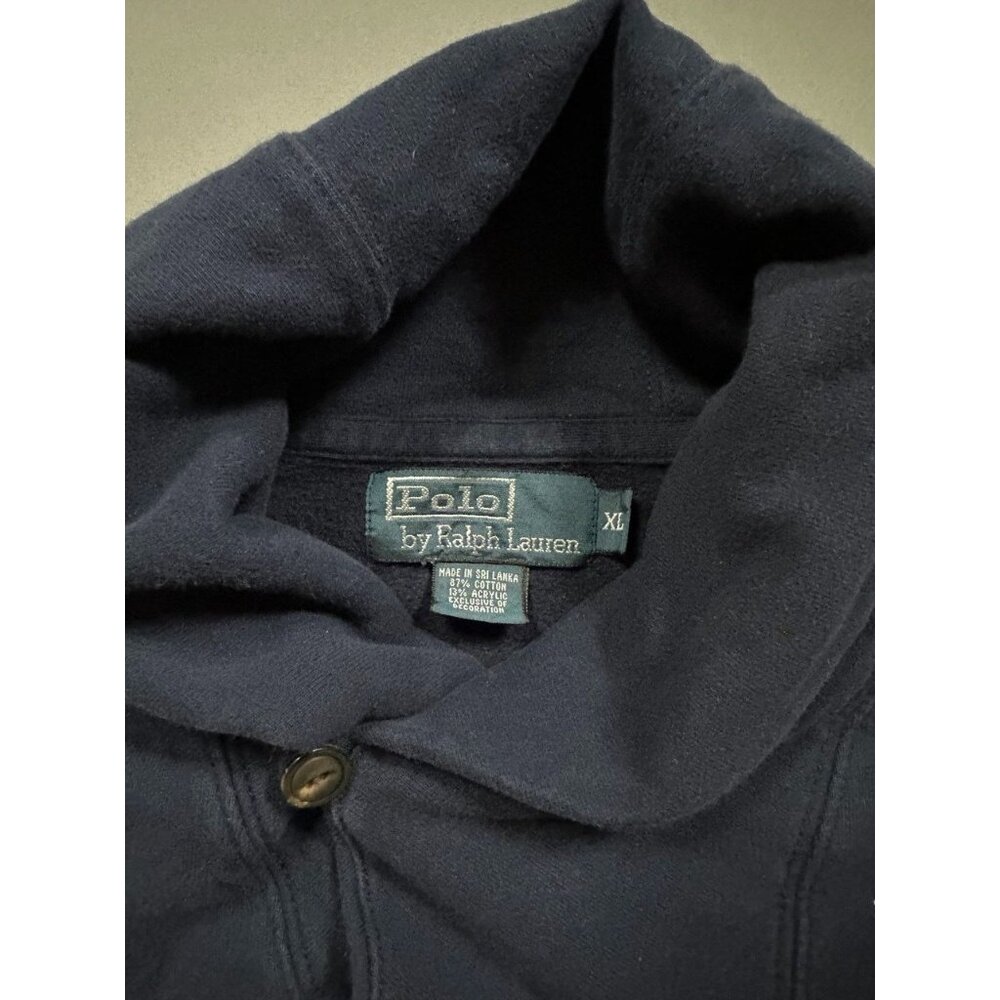 Vintage Polo Ralph Lauren Shawl Collar Pullover Sweatshirt Size XL Navy - Picture 2 of 6